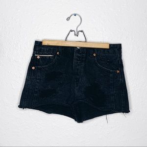 ASOS distressed black high waisted shorts